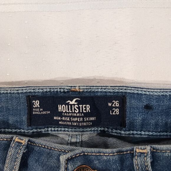 Hollister High-Rise Super Skinny Jeans Women 3R W26 L28 Medium Blue Soft Stretch - Picture 6 of 8